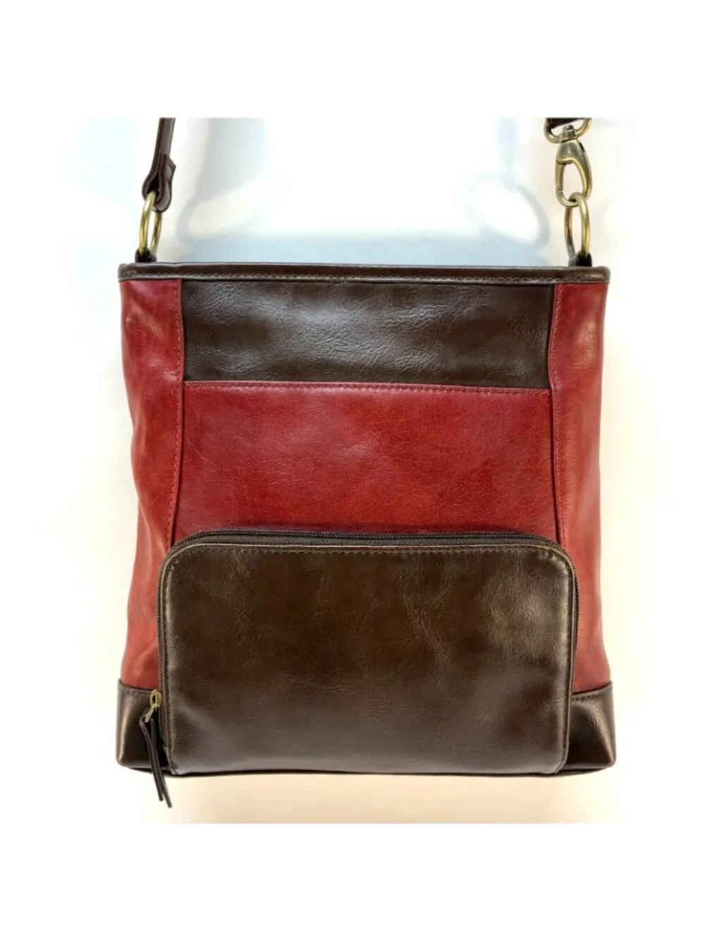 Vintage Tignanello Leather Red/Brown Crossbody Leather Handbag